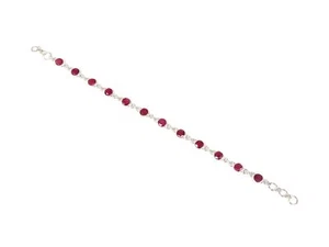 925 Solid Sterling Cut Red Simulated Ruby Bracelet-7.5 Inch E520 - Picture 1 of 3