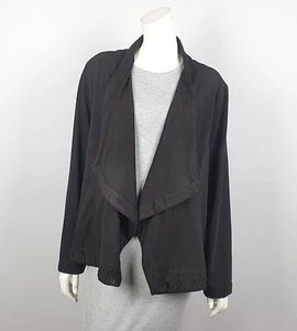 BEME PLUS SIZE 22 LONG SLEEVE SUEDETTE WATERFALL JACKET BLACK BNWT $99 - Picture 1 of 13