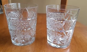 American Brilliant Cut Glass Engraved Signed Hawkes Tumbler PAIR Whiskey Glass - Picture 1 of 10