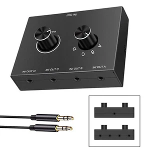 3.5mm Audio Switcher Switch Stereo Headphone Speaker Splitter Selector Box 4 Wp4 - Picture 1 of 11