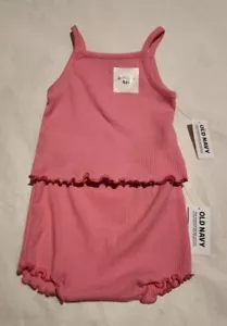 NWT Old Navy Pink Rib Knit Tank Top Bloomers Outfit 2PC Set Baby Girl - Picture 1 of 1