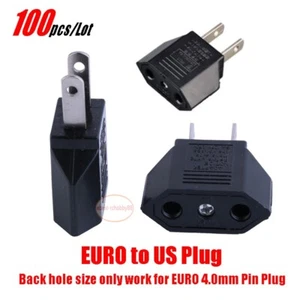100 pcs Travel Europe Euro EU to US USA Converter Adapter Power Jack Wall Plugs - Picture 1 of 13