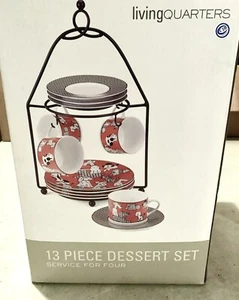 Living Quarters Dessert Set - 13 Pieces - Service For Four NEW Dog Theme - Picture 1 of 3