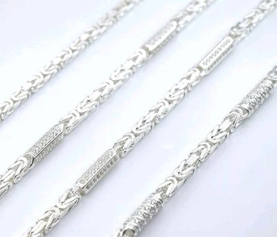 Königsarmband 925 Silber mit Zirkonia Königskette Hochglanz 4mm 3mm - Bild 1 von 4