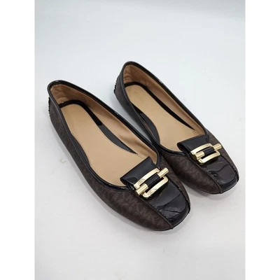 Michael Kors women SZ 11 Fulton PVC Slip On Flats Brown Shoes LOGO - Image 1 of 4