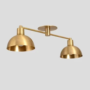 Semi Flush Mount Ceiling Light Brass Double Modern Wall Lamp Pendent Sconce - Picture 1 of 6