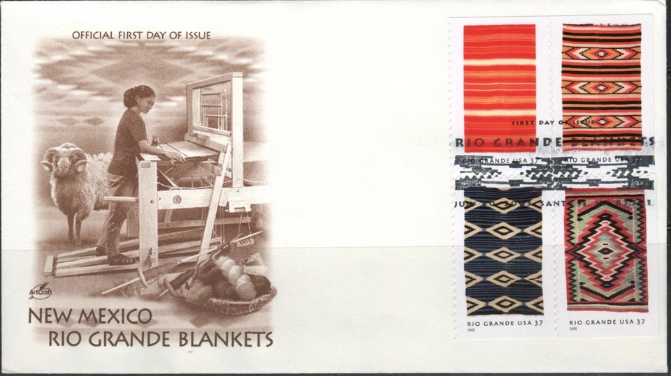US Scott #3929a "Rio Grande Blankets", Block of 4, ArtCraft FDC, Unaddressed - Image 1 of 1