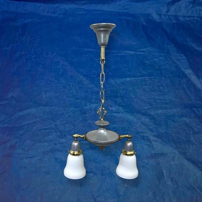 Accesorio colgante doble de latón antiguo con cable con cortinas cableado SF1 Foto 1 de 4