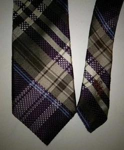 Corbata de cuello a cuadros Hickey Freeman 100 % seda para hombre 3,25" 59,5" - Imagen 1 de 6