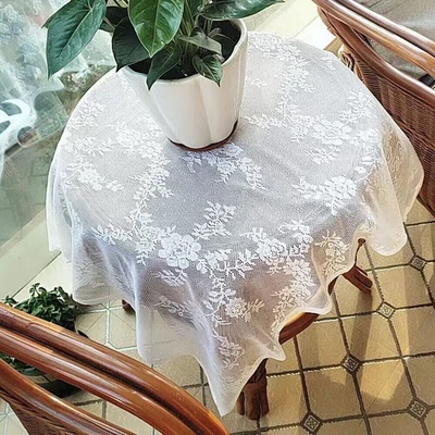 White Vintage Embroidered Lace Tablecloth Table Cloth Cover Wedding Party Decor - Image 1 of 4