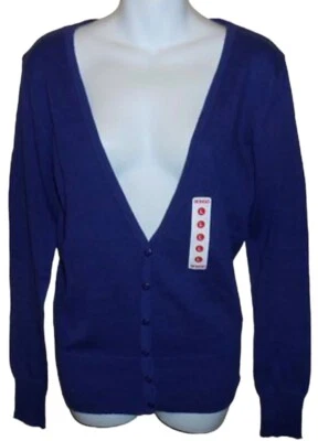 Bongo Junior V-Neck Long Sleeve Cardigan Sweater Grape Large (L) NWT - Image 1 of 2