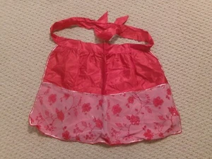 Vintage Women's Cooking Half Apron-Waist Tie-Red Floral-Front Pocket - Picture 1 of 2