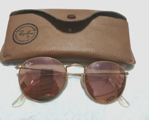 RAY BAN ROUND METAL RB 3447 WOMENS SUNGLASSES GOLD-W/ROSE GOLD LENS - Picture 1 of 10