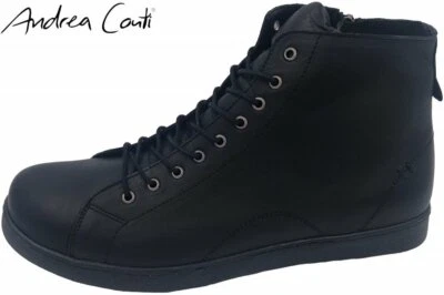 Andrea Conti High Top Sneaker Schwarz Leder Schuhe 0341500-002