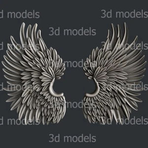 3d STL models for CNC, Artcam, Aspire, relief Wings P477 - Picture 1 of 6