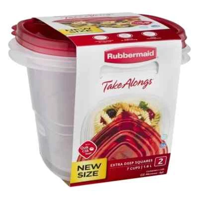 Rubbermaid TakeAlongs Food Storage Containers Set of 2, 7 Cups Squares FREE SHIP - Image 1 of 3