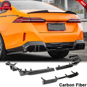 For BMW 5 Series I5 G60 M60 2024UP Carbon Fiber Rear Bumper Diffuser Lip Spoiler - Picture 1 of 12