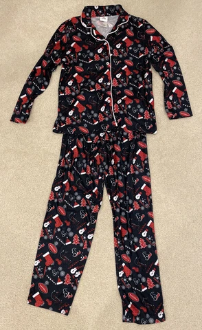 Houston Texans Christmas Flannel Pajamas Youth Medium M 2 Pc Set Cover