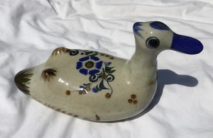 Vintage Antique Ceramic Hand Painted Duck Figurine Goose Floral Pottery Bird - Picture 1 of 7