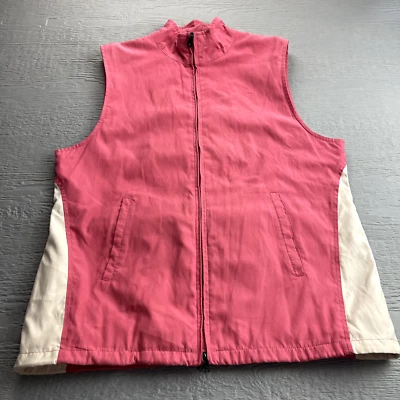 Cutter & Buck Vest Womens Medium Pink Full Zip Pockets Vented High Neck Classic - Image 1 of 4