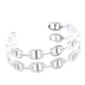 Hermes Chaine d'Ancre Silver cuff Bracelet Ag925 Mint Used - Picture 1 of 6