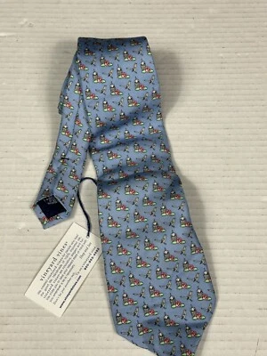 VINEYARD VINES HOMBRE AZUL 100% SEDA CLÁSICO CUELLO CORBATA PÁJAROS NUEVO CON ETIQUETAS Foto 1 de 4