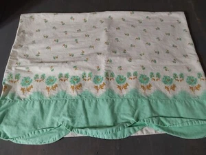 Funda de Almohada Estándar Vintage Verde Marrón Floral Borde Festoneado 30x19.5 - Imagen 1 de 4