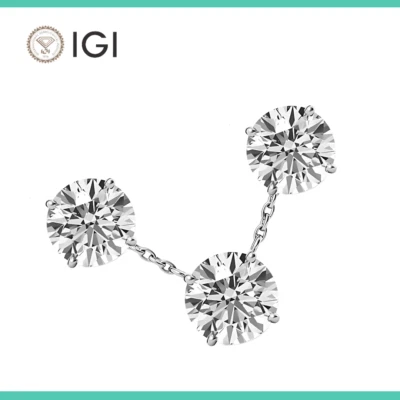 Juego de colgantes y tachuelas de diamantes cultivados en laboratorio de 5 quilates con certificación IGI E VS1 de oro blanco de 18 quilates Foto 1 de 4