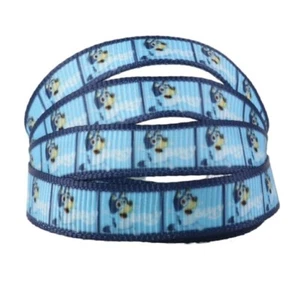 3/8" (1 yard) Blue cartoon dog printed Grosgrain Ribbon 1088563 9mm - Picture 1 of 1