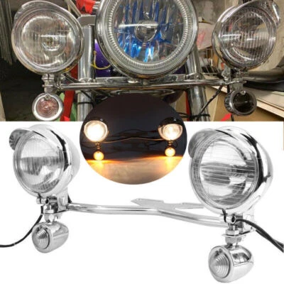 Turn Signal Fog Passing Lights Bar For Harley Fatboy Heritage Softail Deluxe — 第 1/4 张图片