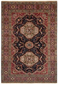 Tabriz 196x135 cm Handgeknüpfter Perserteppich Orient Wolle Carpet Rug Blau - Bild 1 von 15