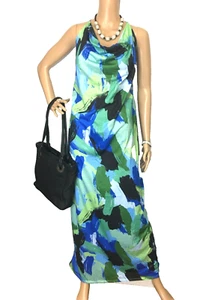Boohoo Plus Abstract Print cowl neck maxi dress, sz. 24, Blues, ***NWT - Picture 1 of 7