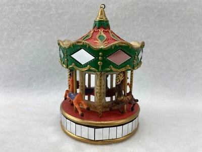 Noma 1991 Christmas Carousel Ornament Merry Go Round Horses Mirrors 4" Tall - Изображение 1 из 4
