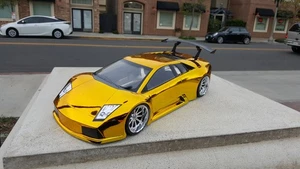 200mm 1/10 CHROME YELLOW LAMBO 4Tec2 drift HPI DC10 YD2 MST TT02 Body Only - Picture 1 of 8