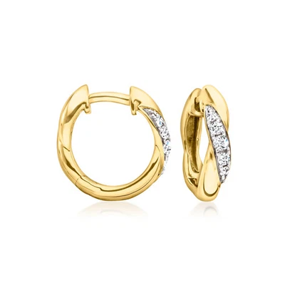 Ross-Simons Diamond Twisted Hoop Earrings in 18k Gold Plate 5/8 inches - Image 1 of 3