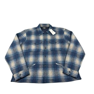 RRL Ralph Lauren Azul Marrón Cuadros Lana Cachemira Metal Botón Chamarra 2XL NUEVA CON ETIQUETAS - Imagen 1 de 5