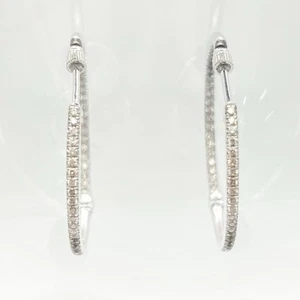 Gabriel & Co. 14K White Gold Diamond Hoop Earrings 30mm approx. .60ct Inside Out - Picture 1 of 4