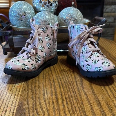 Disney Mickey Mouse Pink Combat Boots for Girls Toddler Shoes - Image 1 of 4