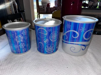 *NUEVO* Juego de botes de cocina Tupperware One Touch Holiday Snowflake Anidación Foto 1 de 3