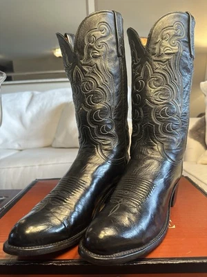 Botas occidentales Lucchese 1883 para hombre hechas a mano de piel de becerro negra punta media ¡Talla 10 D! Foto 1 de 4
