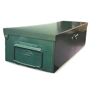 Merriam No. Vintage Caja de almacenamiento de metal verde 8 guardias rectangular 1 llave - Imagen 1 de 8