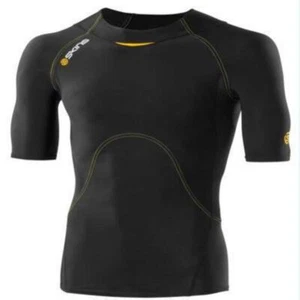 SKINS A400 MEN'S COMPRESSION SHORT SLEEVE TOP (BLACK/YELLOW) | BRAND NEW - Picture 1 of 2