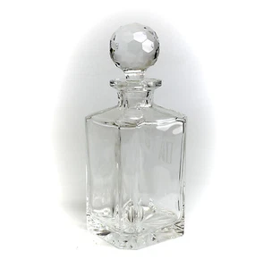 Europäische handgeschliffene, polierte & geätzte Kristallkaraffe facettierter Stopfen 20. Jh. - Bild 1 von 4