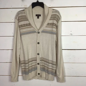 Nuevo Cárdigan Suéter Tasso Elba Geo Rayas Invierno Blanco Para Hombre XXL - Imagen 1 de 6
