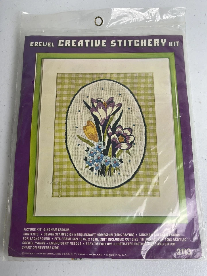 Vogart Crewel Creative Stitchery Kit 2113 Gingham Crocus
