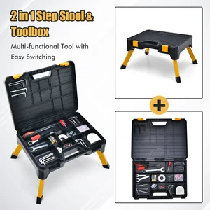 2 IN 1 Foldable Step Ladder w/Tool Box Non-Slip Step Stool Ladder Max Load 150kg - Picture 1 of 9