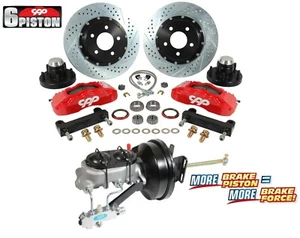 60 61 62 Chevy C10 6 Piston Front Big Disc Power Brake Booster Kit 5 Lug - Picture 1 of 6