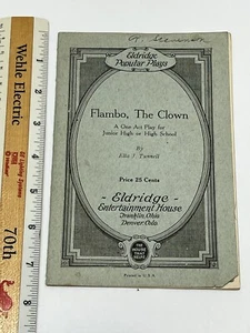Flambo The Clown VTG One Act Play For Junior Or Senior High 1930 Ella J. Tunnel - Picture 1 of 6
