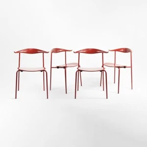 2020 Set of Four CH88T Dining Chairs by Hans Wegner for Carl Hansen w Red Finish - Picture 1 of 12