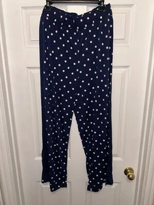French Laundry Womens Pants Size Large Blue White Polka Dot Wide Leg Semi Sheer - Picture 1 of 3
